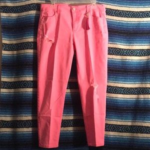Tinseltown neon pink distressed jean Junior size 15